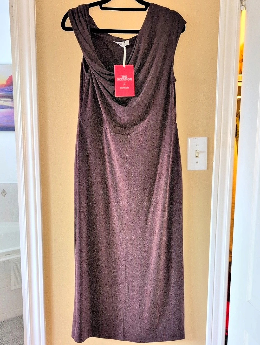 Old Navy The Occasion Draped Neck Maxi Dress in Brown Size Medium NWT